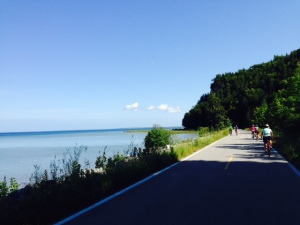 An 8 mile long paved bike path along the water's edge completely encircles the island. The scenery is spectacular!