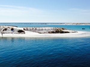 The white sand dune beach directly across from the boardwalk